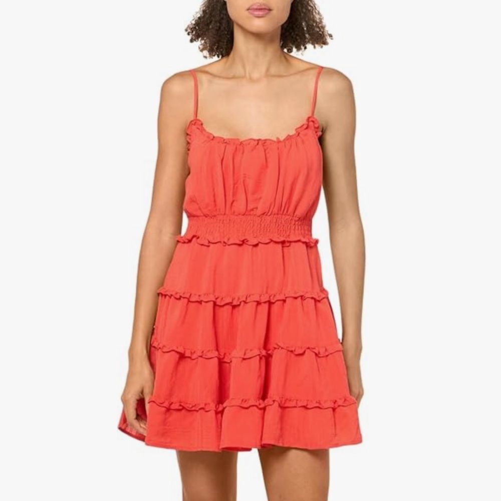 NWT Speechless Bright Ruffle Tiered Orange Mini Dress Size Large Summer Dress